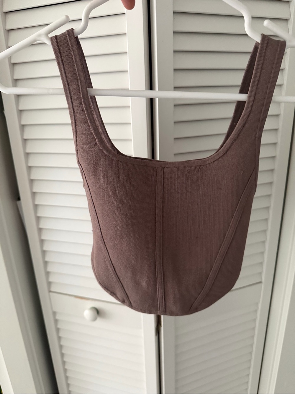 Babaton Mauve-Brown Stretchy Corset Crop Top
